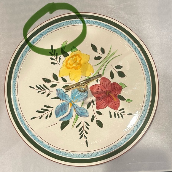 VTG Stangl Pottery Red-Ware Country Garden Serving Plate Dish Tidbit Tray Handle - Picture 7 of 8